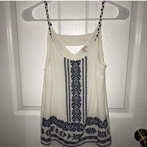 Cream and navy tank top